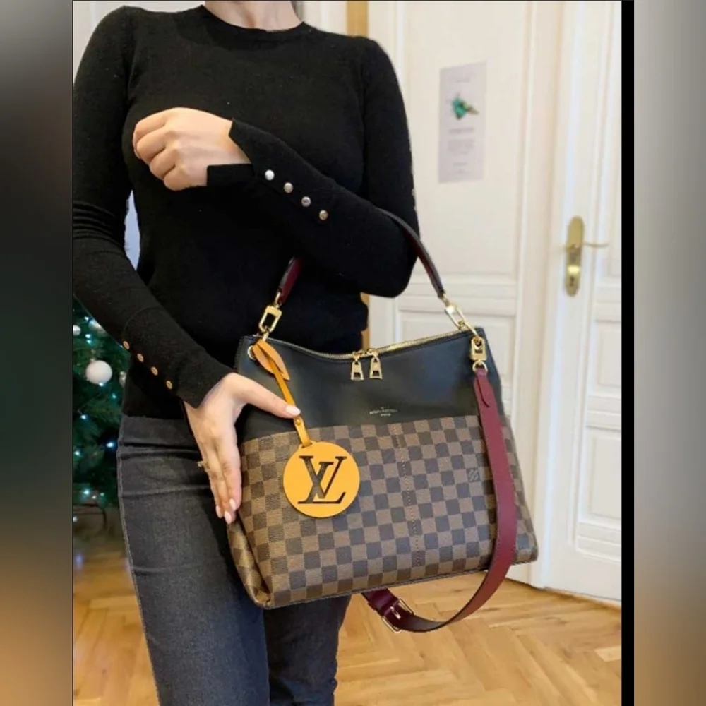 Auth💞 LOUIS VUITTON MAIDA HOBO DAMIER EBENE Hobo Shoulder Khaki
